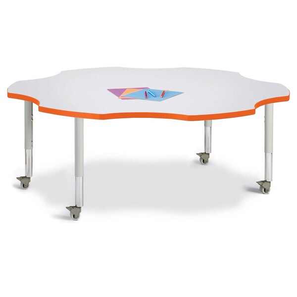 Berries Six Leaf Activity Table, 60 in., Mobile, Freckled Gray/Orange/Gray